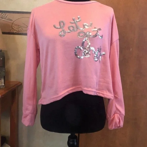 🇺🇸Mentally Exhausted Pink Crop Sweater - Picture 2 of 4